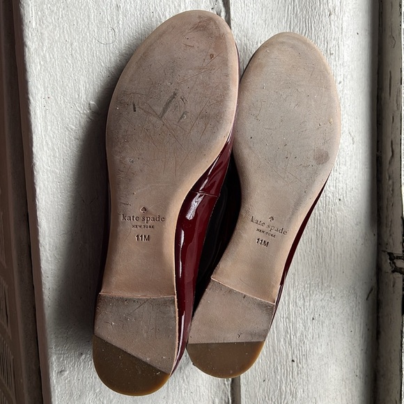 Kate Spade NY Willa Burgundy Red Chestnut Ballet flats Bow patent leather - Picture 8 of 9
